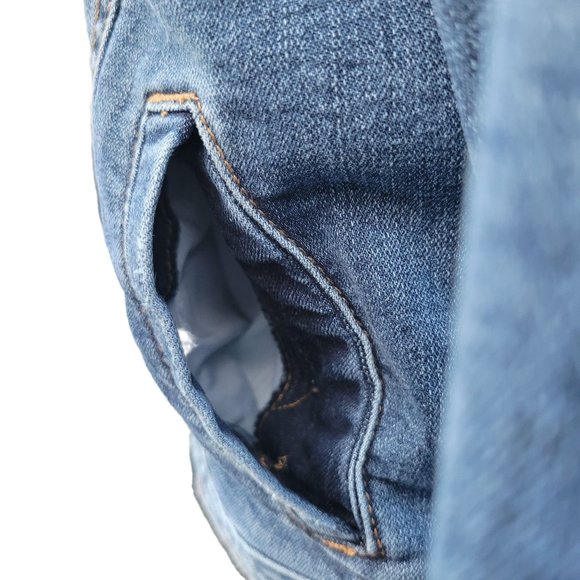 Celebrity Pink Distressed Denim Jacket Button Up Rollable Sleeve Womans Small - Picture 8 of 13